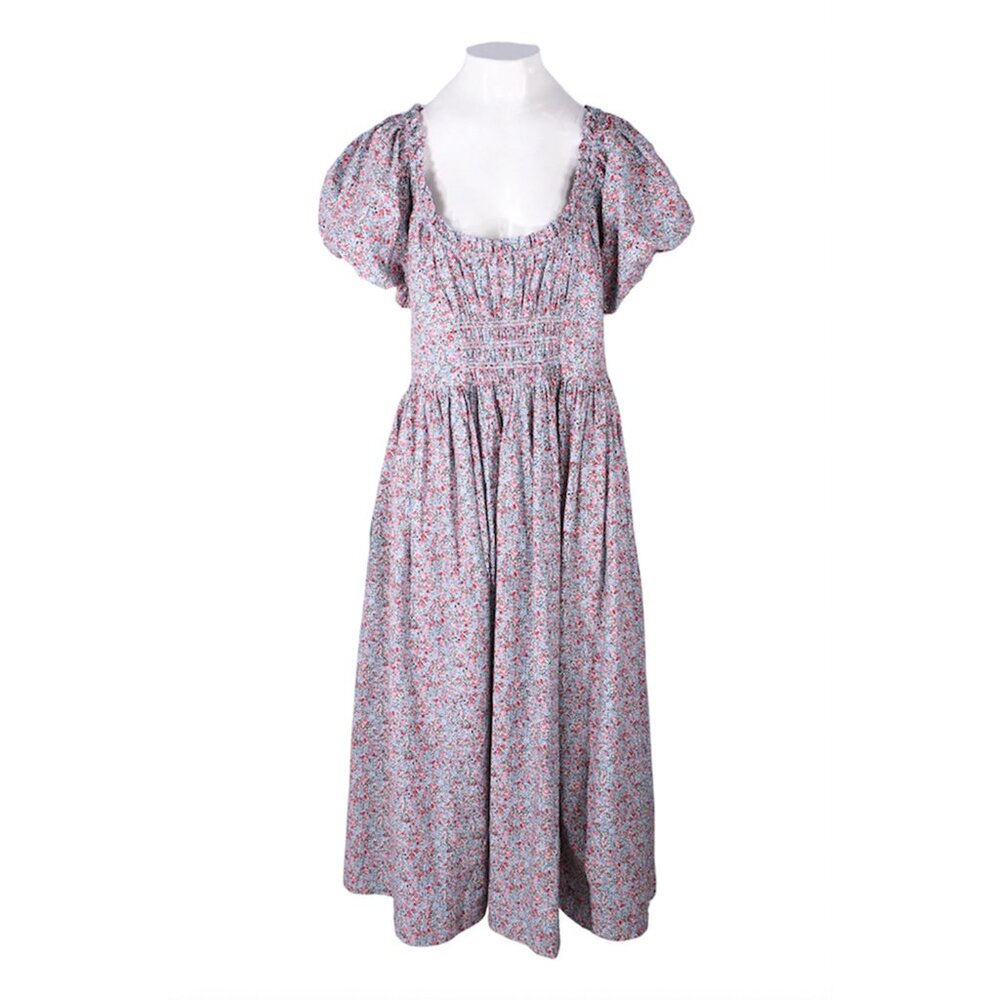 Doen blue multicolor floral print "deia" prairie dress